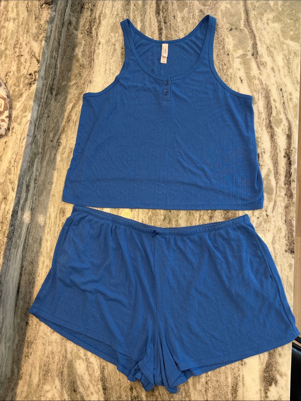 Auden Blue Pajama Tank Top and Shorts Set Size 1X